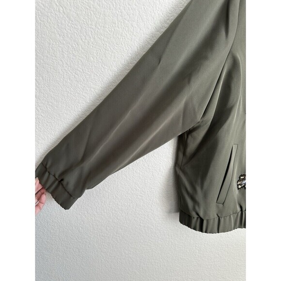 Chico's Embroidered Limited Bomber Jacket Size 3 XL Grape Leaf Sequins Full Zip - Picture 5 of 7